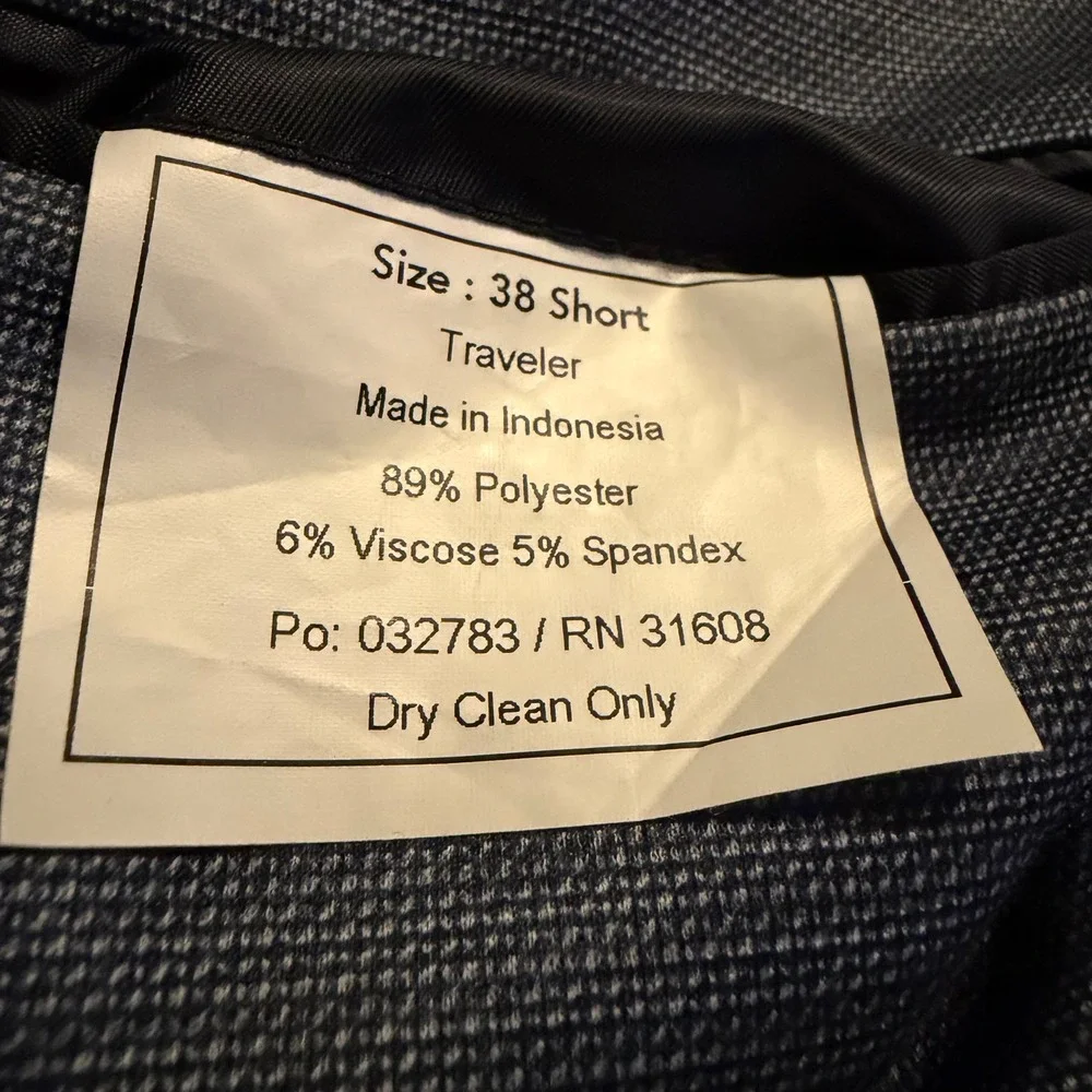 Jos. A. Bank Traveler Mens 38S Slim Fit Blue Micro Pattern Blazer Sport Coat
